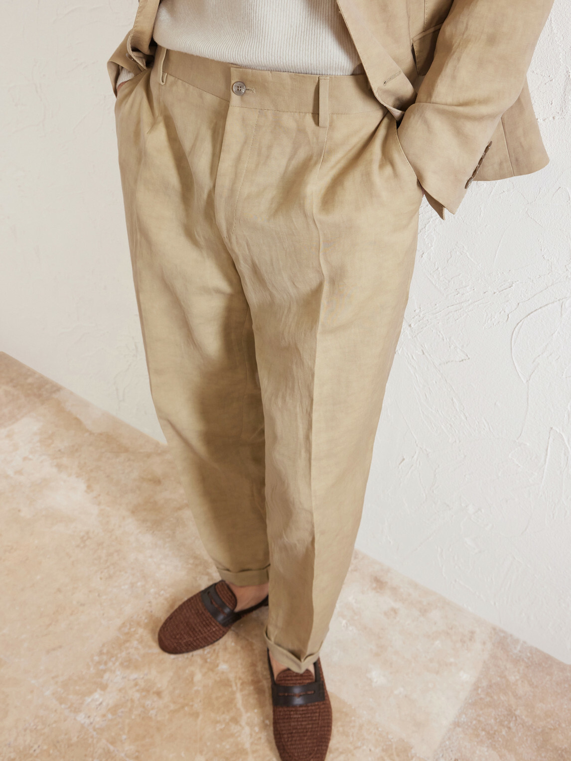 Dolce&Gabbana - Tapered Linen Trousers - Neutrals