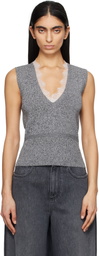 JW Anderson Gray V-Neck Lace Trim Vest