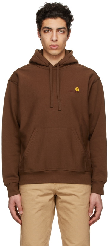 Photo: Carhartt Work In Progress Brown American Script Hoodie