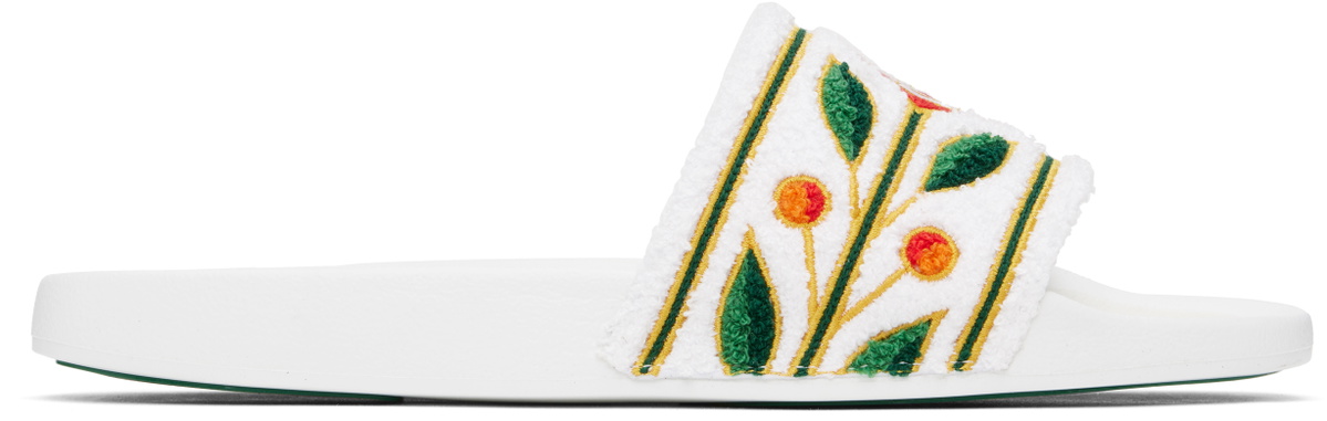 Casablanca White Laurel Terry Slides