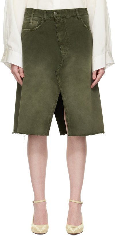 Photo: MM6 Maison Margiela Green Long Denim Midi Skirt