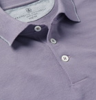 Brunello Cucinelli - Slim-Fit Contrast-Tipped Cotton-Piqué Polo Shirt - Men - Lilac