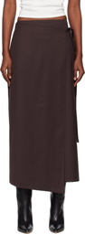 TONYWACK Brown Wool Wrap Midi Skirt