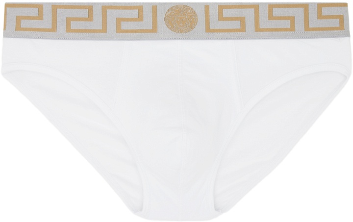 Photo: Versace Underwear White Greca Briefs