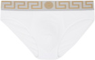Versace Underwear White Greca Briefs