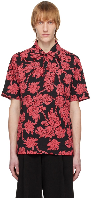 Photo: Dries Van Noten Black & Red Floral Polo