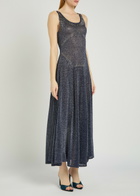 Rabanne Embellished Metallic-knit Midi Dress Navy