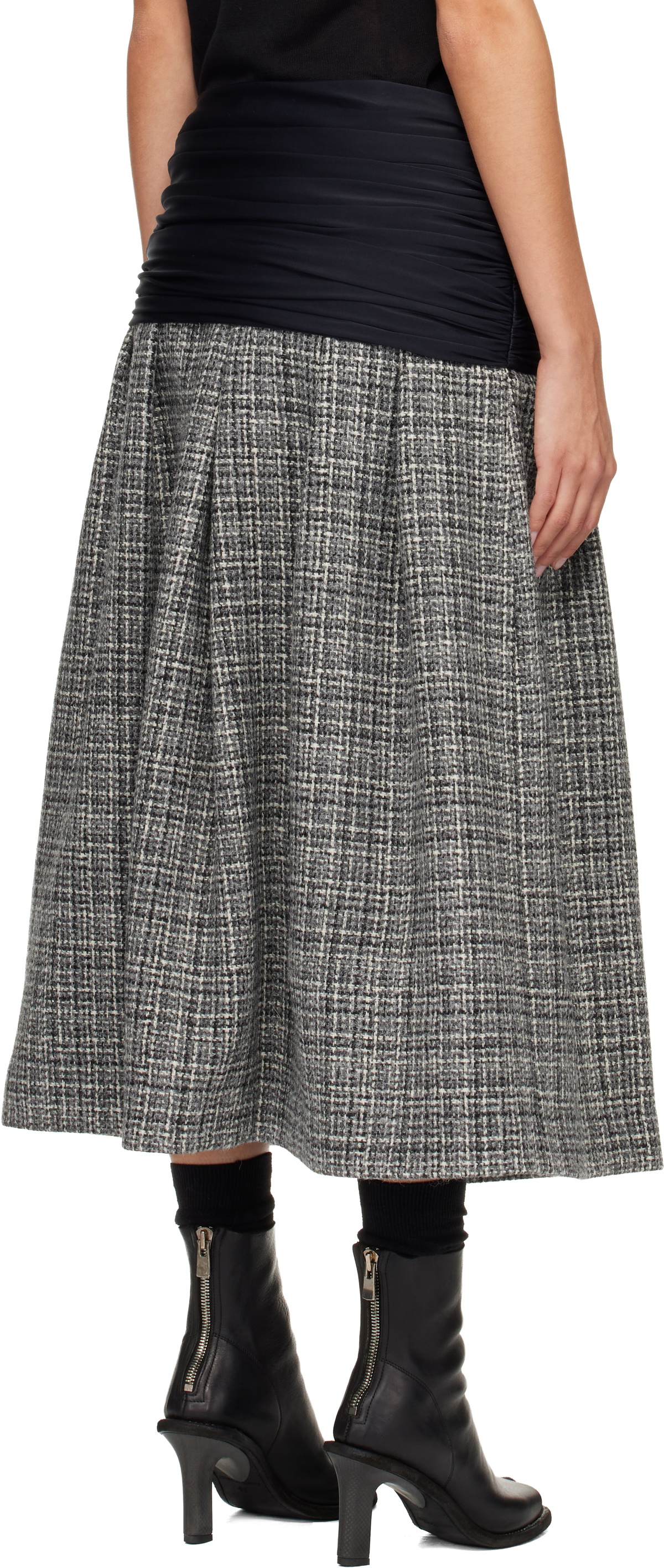 Stefan Cooke Black & Gray Elastic Waist Midi Skirt