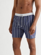 BRUNELLO CUCINELLI - Mid-Length Striped Swim Shorts - Blue