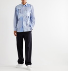 Comme des Garçons SHIRT - Patchwork-Panelled Striped Cotton-Poplin Shirt - Blue