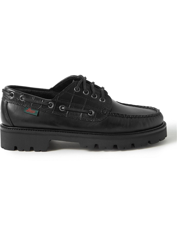 Photo: G.H. Bass & Co. - Smooth and Croc-Effect Leather Boat Shoes - Black