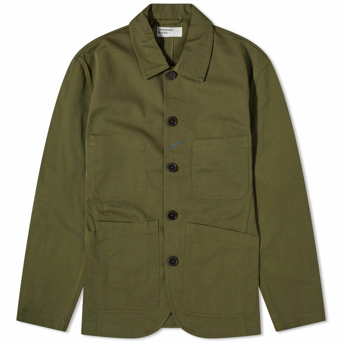 Universal Works Men's Twill Bakers Jacket in Light Olive Universal Works