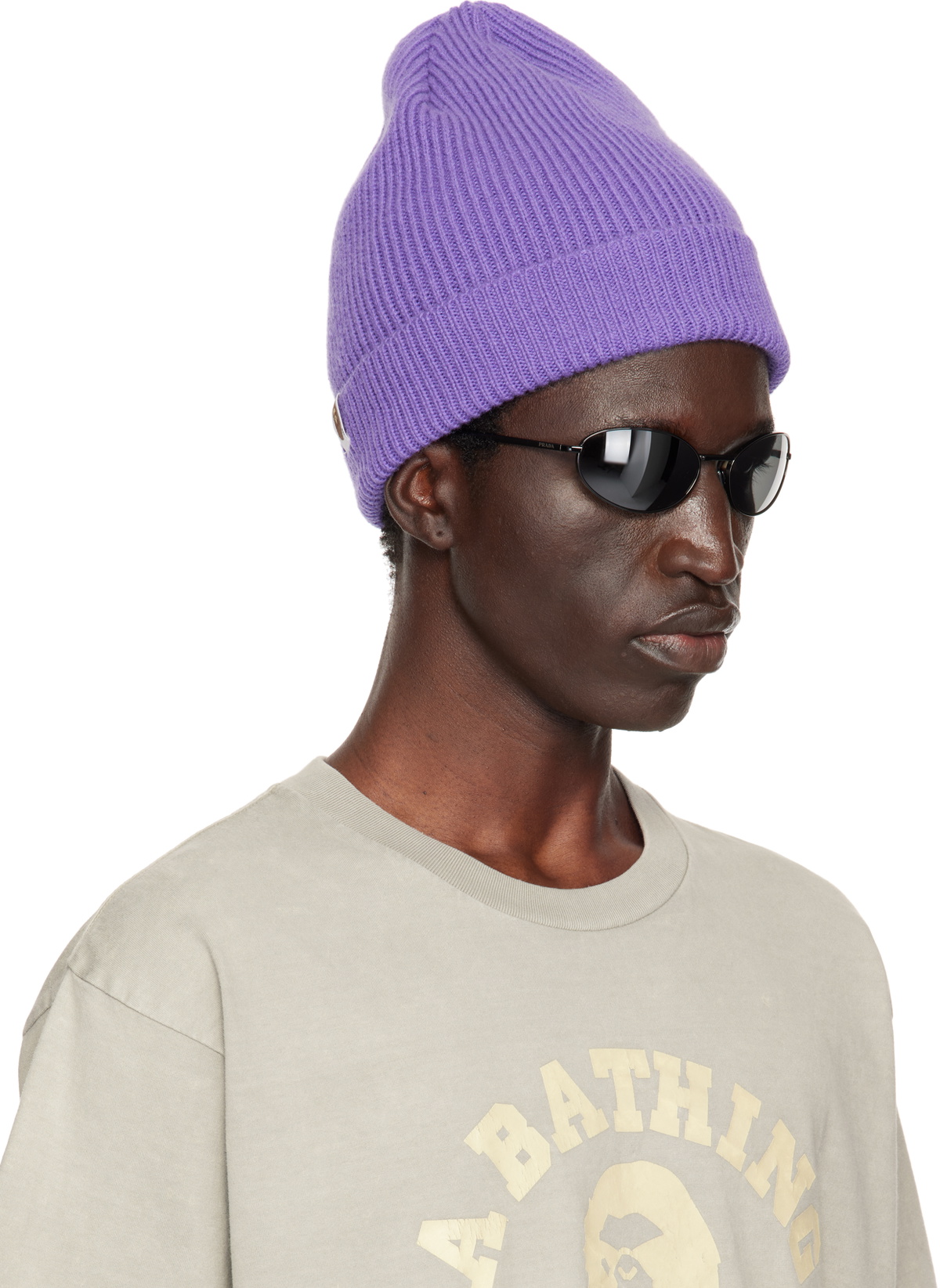 BAPE Purple One Point Knit Beanie