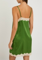 Love Stories Willow Lace-embellished Silk Chemise Sage