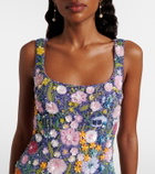 Là Fuori Embroidered floral-appliqué minidress