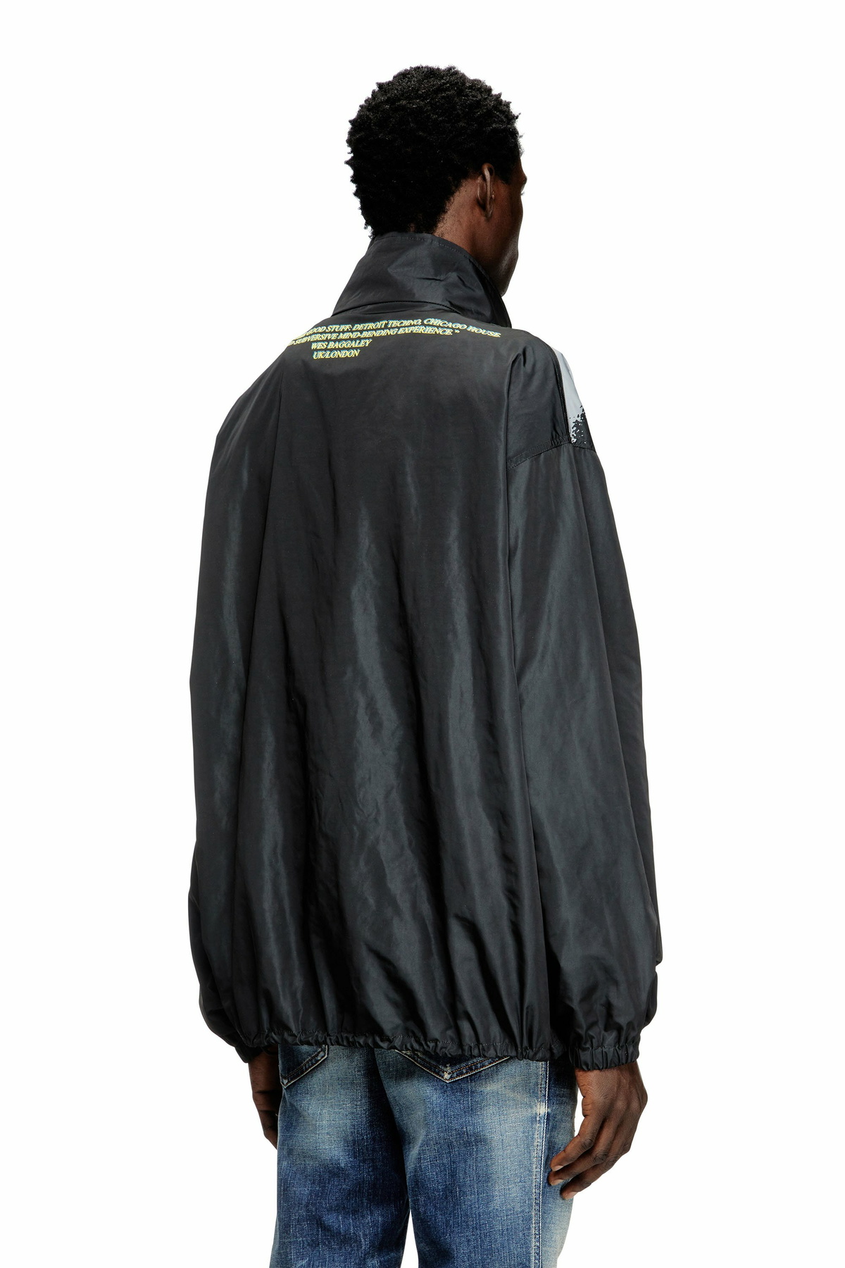 Diesel Tech-jersey jacket with lyrics print - Jackets - Unisex - Black
