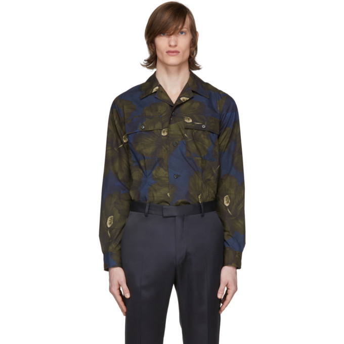 Photo: Dries Van Noten Khaki and Navy Floral Shirt