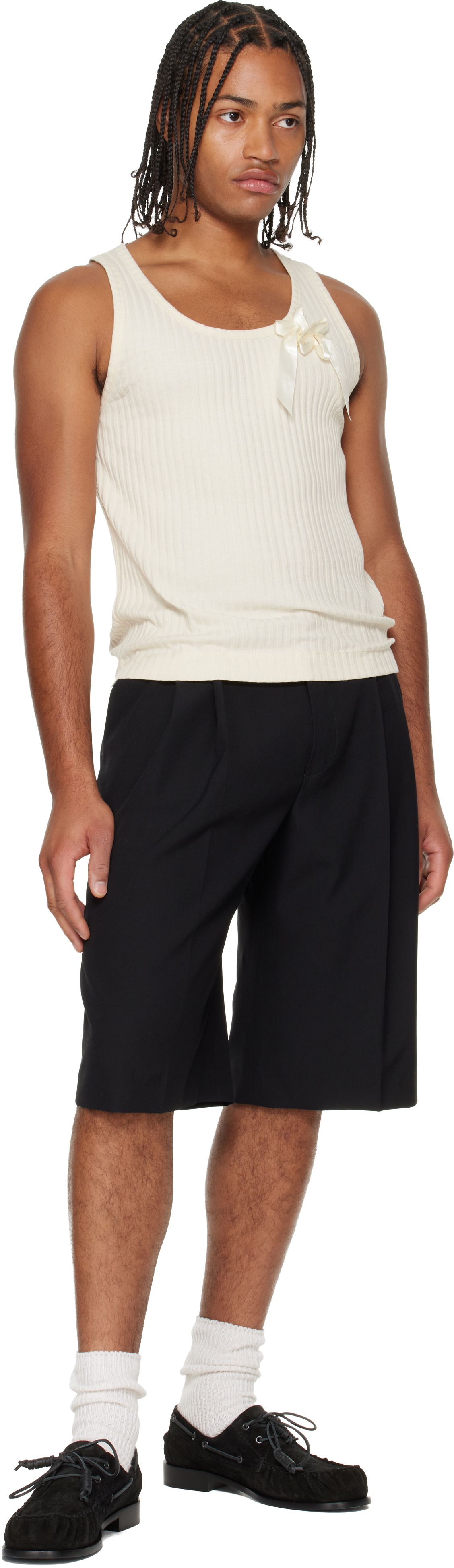Simone Rocha Off-White Ribbon Daisy Tank Top