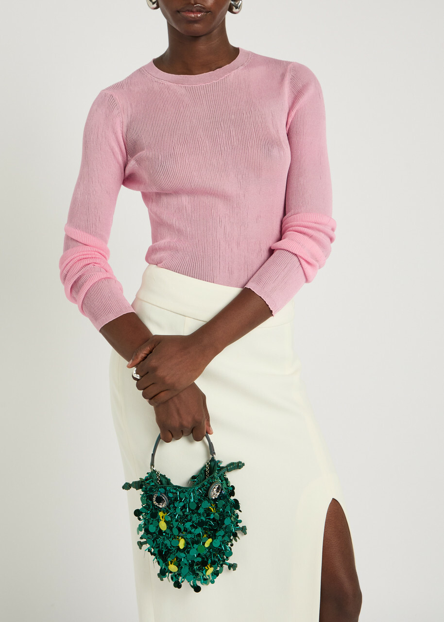 Anya Hindmarch Beetle Sequin-embellished Satin Cross-body bag - Teal - One Size