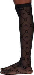 Marine Serre Black Moonogram Mesh Flock Long Socks