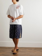 Marni - Wide-Leg Striped Logo-Print Jersey Drawstring Shorts - Blue