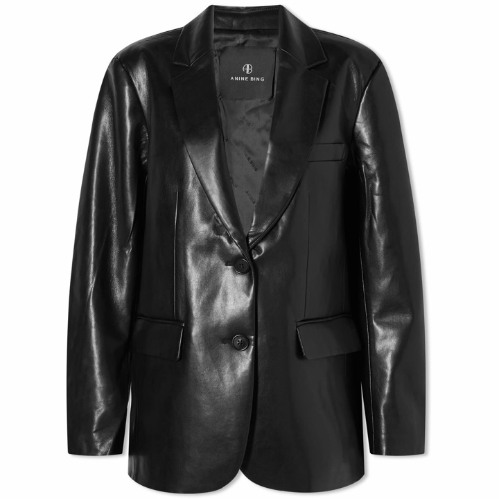 Photo: Anine Bing Women's Classic Blazer Jacket In Recyled Leather in Black