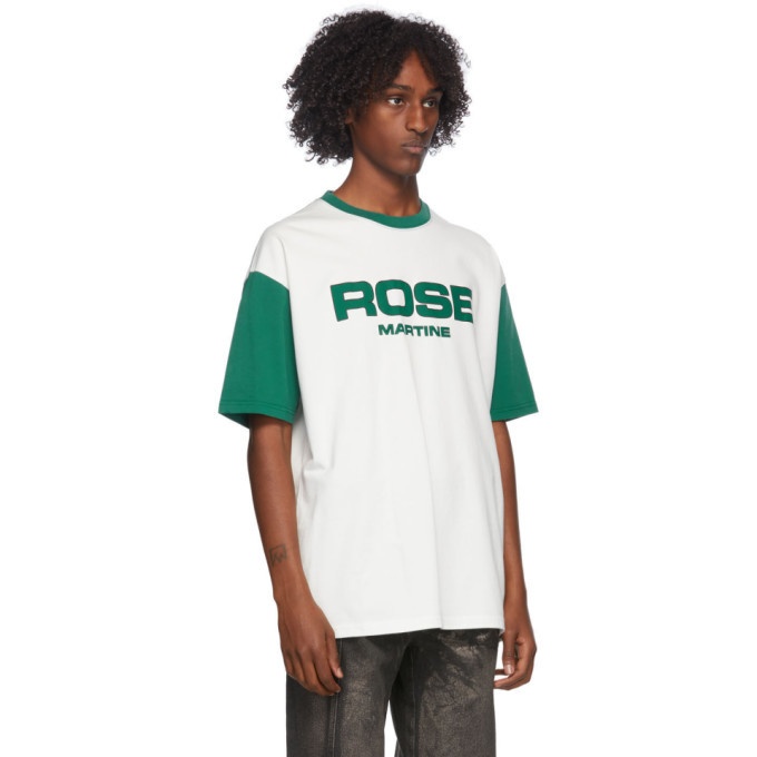 Martine Rose White and Green Contrast T-Shirt Martine Rose
