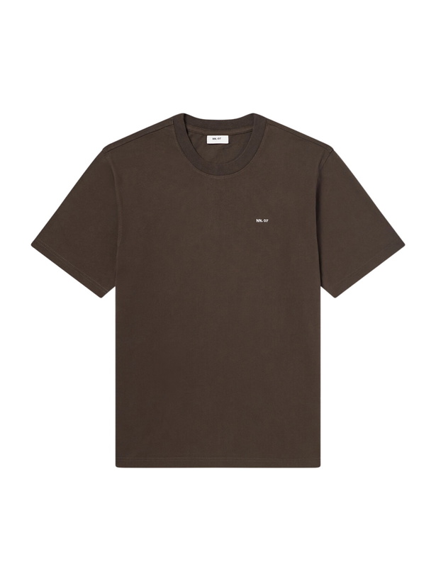 Photo: NN07 - Adam 3209 Logo-Embroidered Pima Cotton-Jersey T-Shirt - Brown