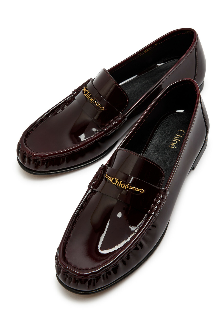 Chloe Chloé Patent Leather Loafers Burgundy
