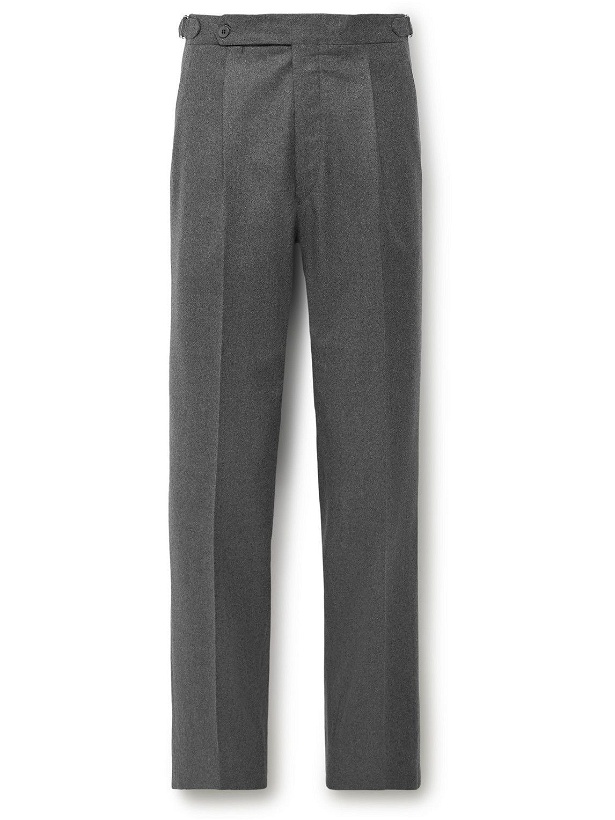 Photo: Stòffa - Straight-Leg Pleated Wool-Flannel Trousers - Gray