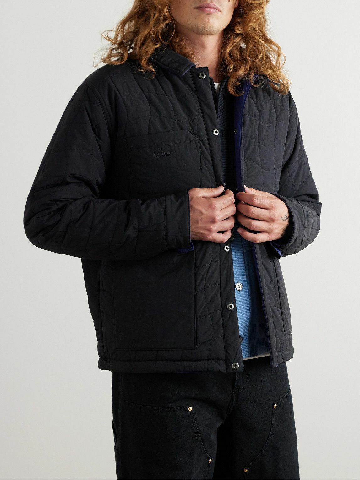 DIME - Reversible Logo-Embroidered Padded Shell Jacket - Blue Dime DIME - Reversible Logo-Embroidered Padded Shell Jacket - Blue Dime