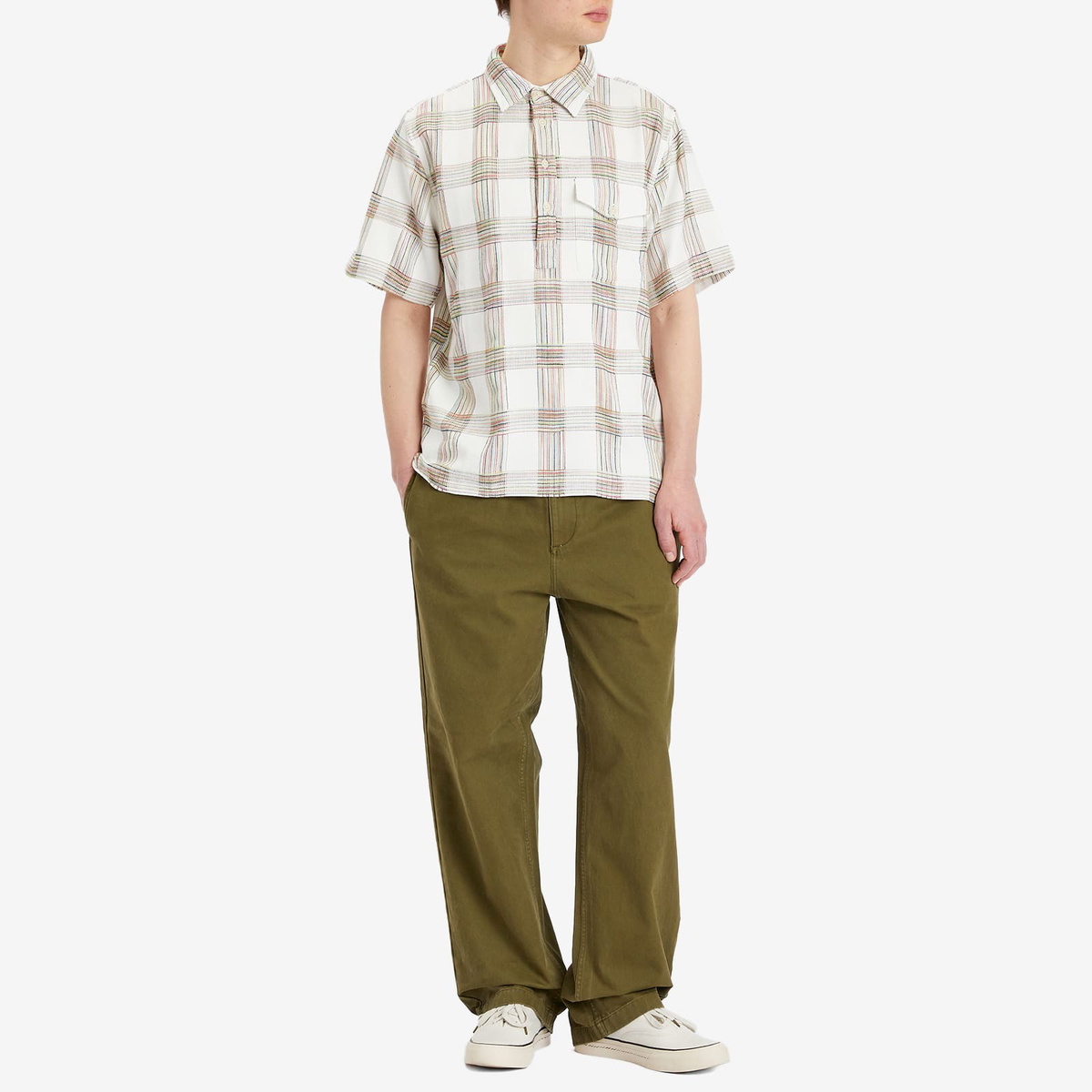 Dubbleware Men's Dobby Check Pullover Shirt in White