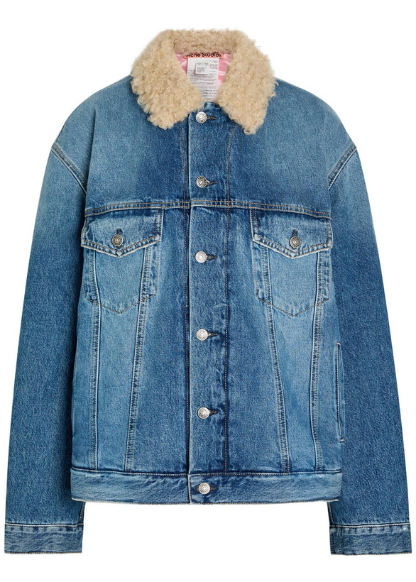 Photo: Acne Studios Quilted Faux Shearling and Denim Jacket Mid Blu