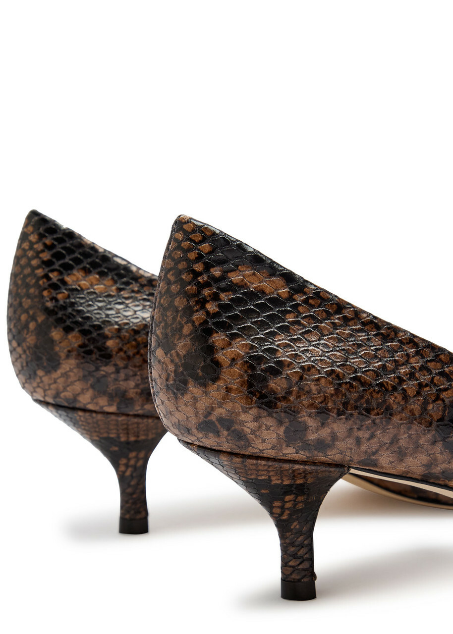 Stuart Weitzman Power 50 Python-effect Leather Pumps Beige