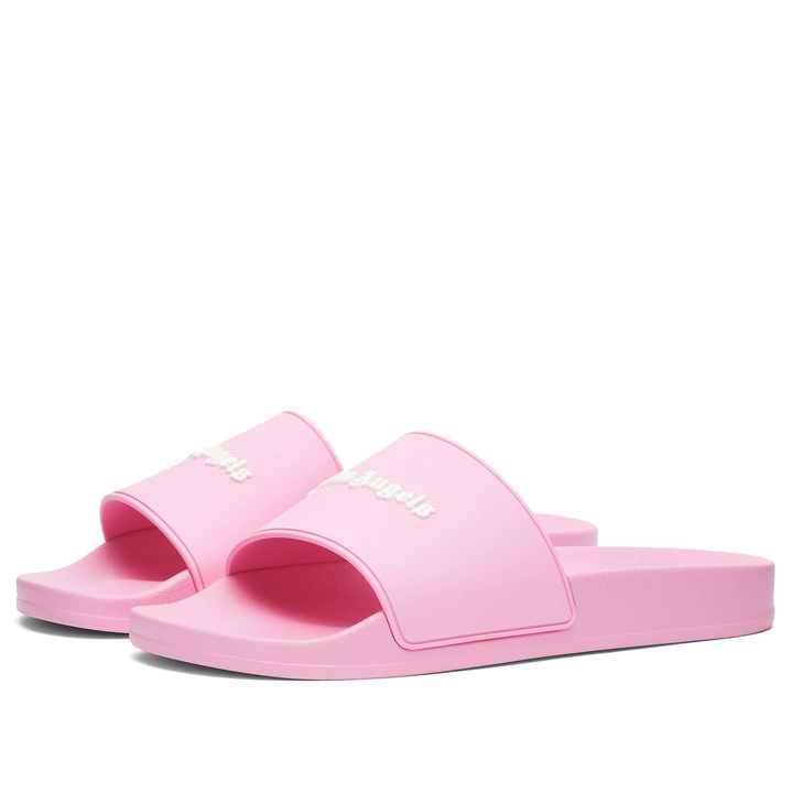 Photo: Palm Angels Men's Classic Logo Pool Slide in Pink