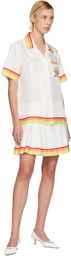 Casablanca White Mascot Pleated Silk Twill Miniskirt