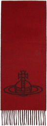 Vivienne Westwood Red & Black Double Face Single Orb Scarf