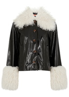 Kitri Bonnie Faux Shearling-trimmed Vinyl Jacket Black