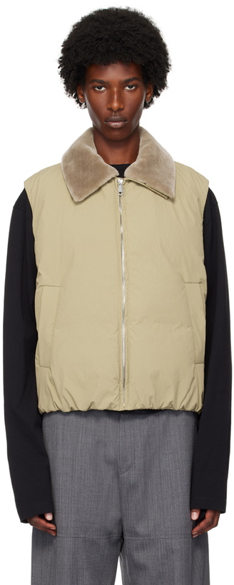 Photo: Nanushka Beige Mexim Faux-Fur Down Vest