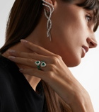 Kamyen Heart 18kt white gold and enamel ring with emeralds and diamonds