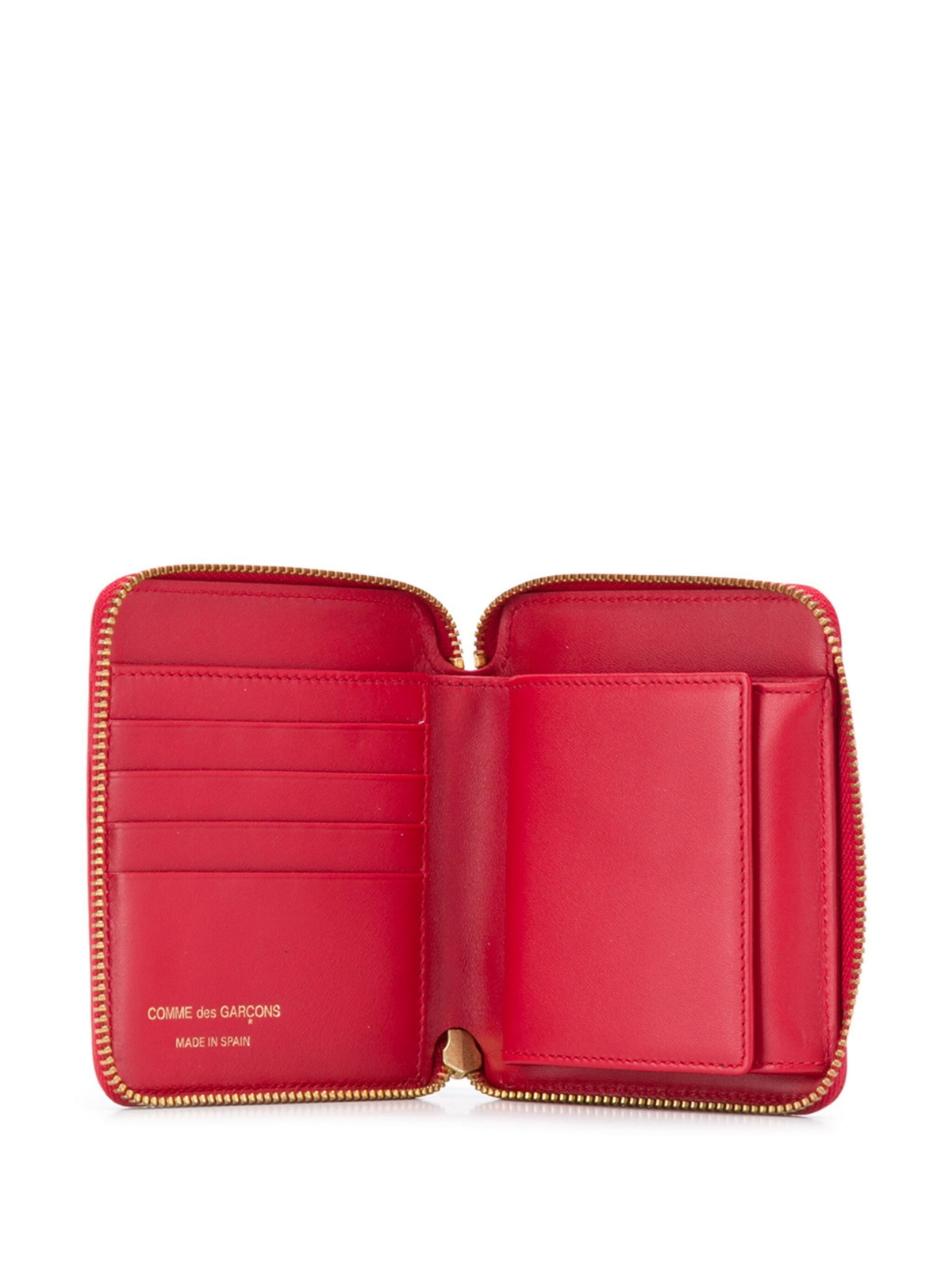 Comme des Garcons Wallets Dots Printed Leather Line Wallet in Red