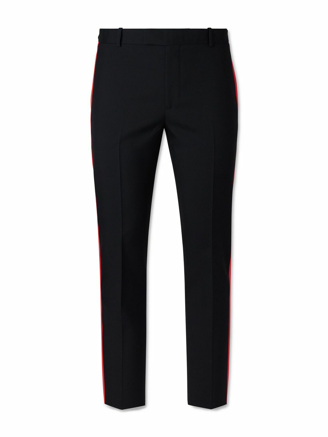 McQueen - Slim-Fit Straight-Leg Pleated Wool Trousers - Black