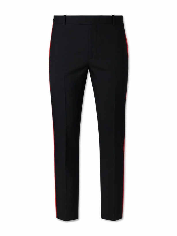 Photo: McQueen - Slim-Fit Straight-Leg Pleated Wool Trousers - Black