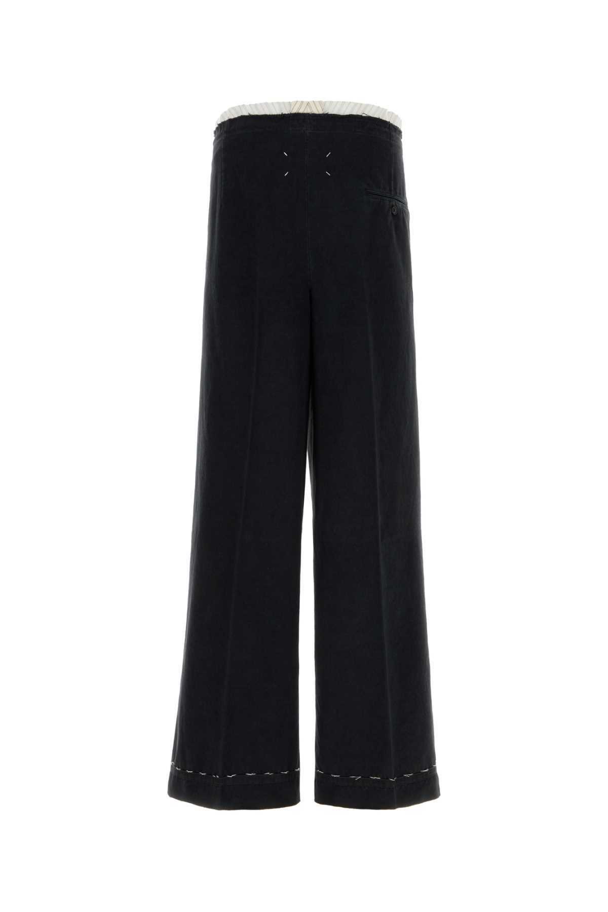 Maison Margiela Black Cotton Blend Wide-leg Pant Maison Margiela