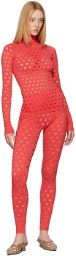 Maisie Wilen Red Perforated Turtleneck