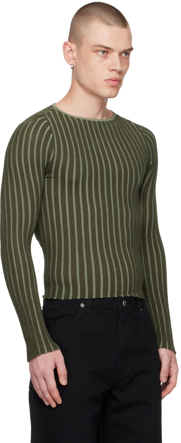 Eckhaus Latta Green Fluted Sweater