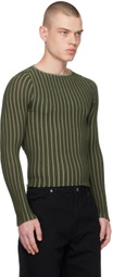 Eckhaus Latta Green Fluted Sweater