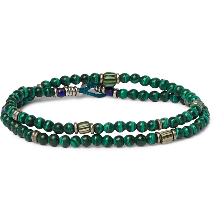 Photo: Mikia - Malachite and Silver-Tone Beaded Wrap Bracelet - Green
