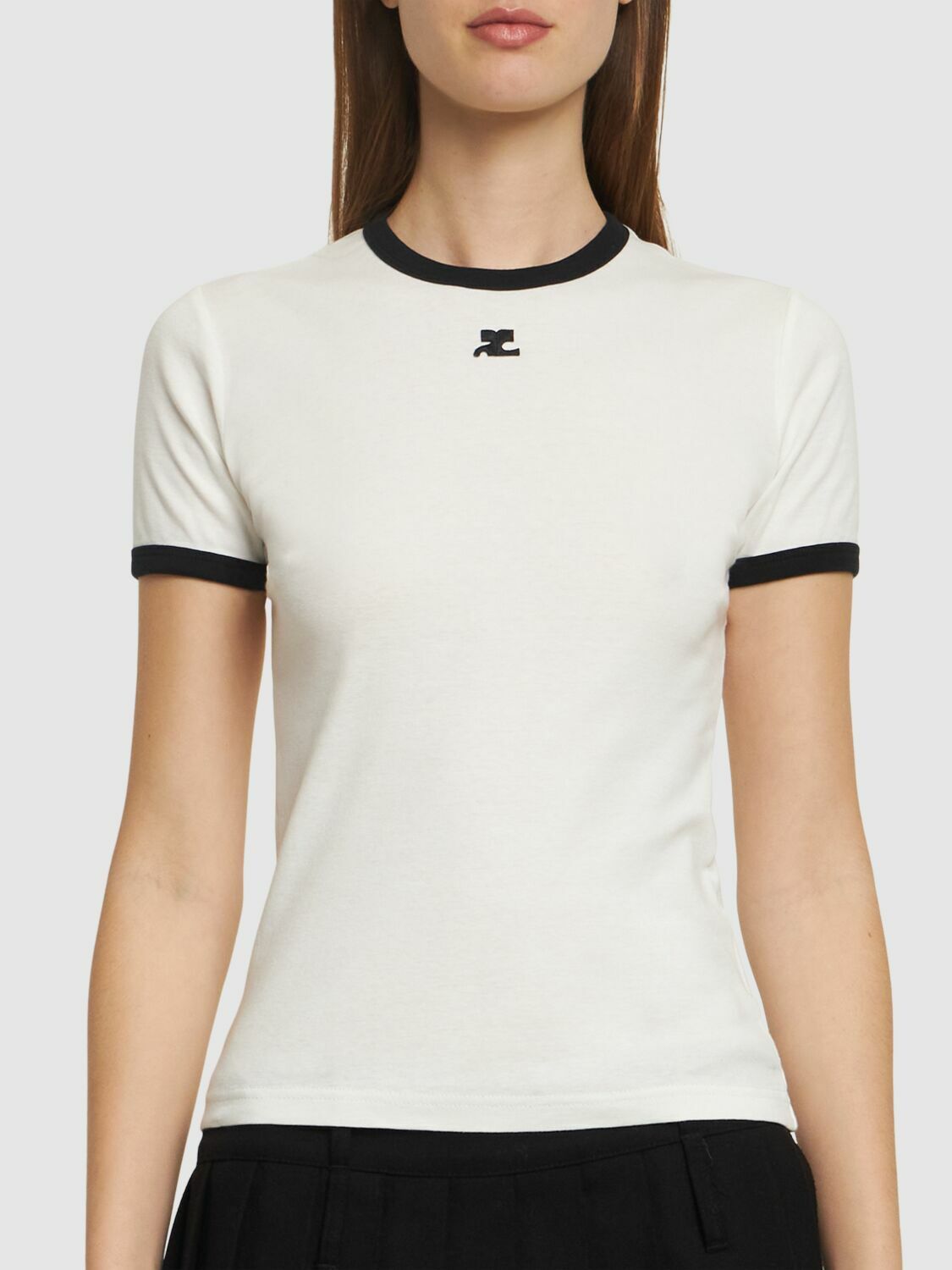 【COURREGES】Signature Contrast Short Sleeve T-shirt SIGNATURE CONTRAST T-SHIRT - courrèges