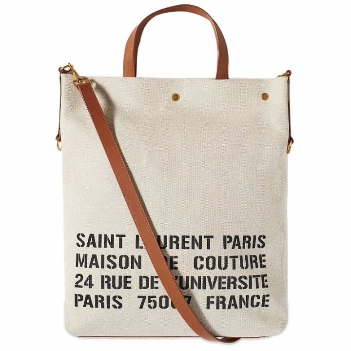 Photo: Saint Laurent Men's YSL Address 2-Way Bag in Natural